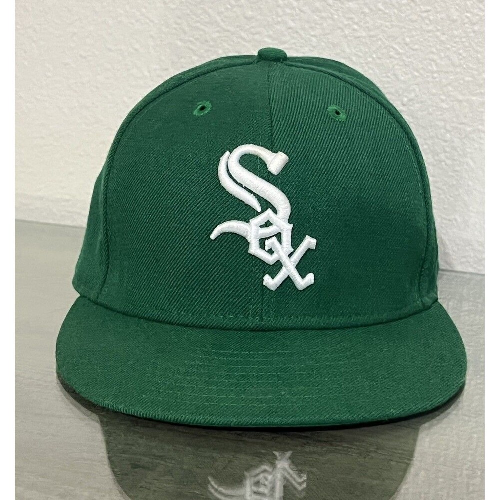 Chicago White Sox New Era 59FIFTY 100% Wool Fitted Hat Flat Bill Size 7.5 Green
